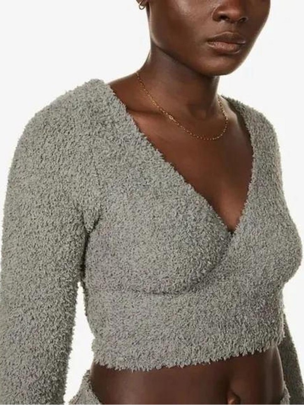 NWOT SKIMS Cozy Plush Wrap Top in Gray